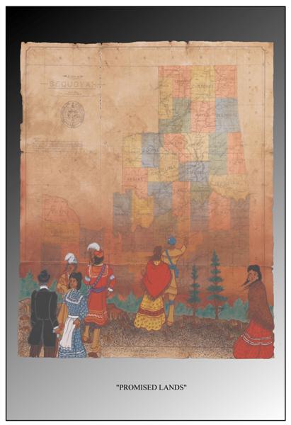 The First Americans were promised a “State Of Their Own”, by our founding fathers:  another broken promise. In the 1890’s the federal government was pressured to make Indian Territory a state open to white settlement.  The  5 Civilized Tribes united, hiring lawyers, representatives, and aggressively pursued the federal government for the State of Sequoyah, where the lands would remain together as our “Promised Indian State”.